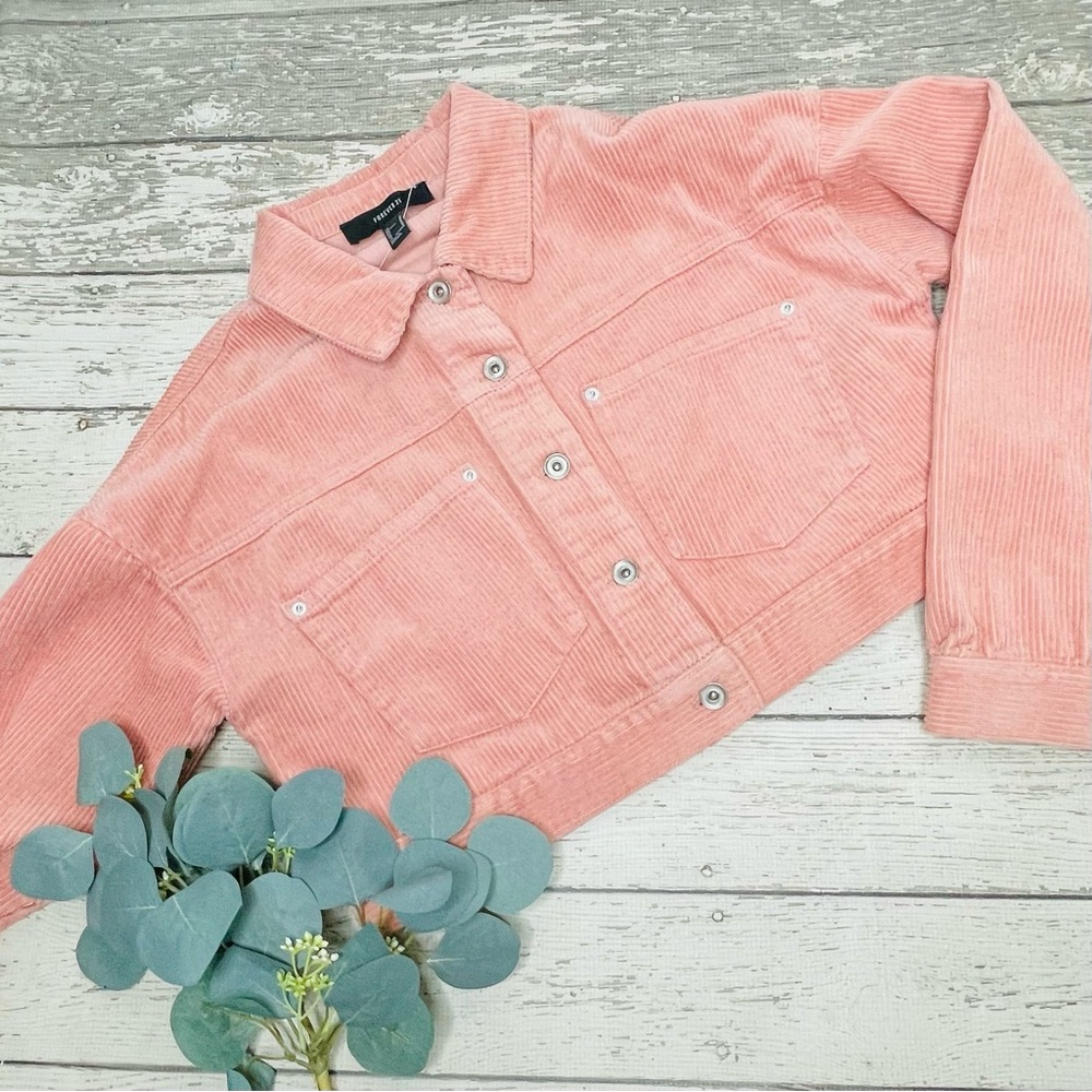 Forever 21 Cropped Corduory Trucker Jacket